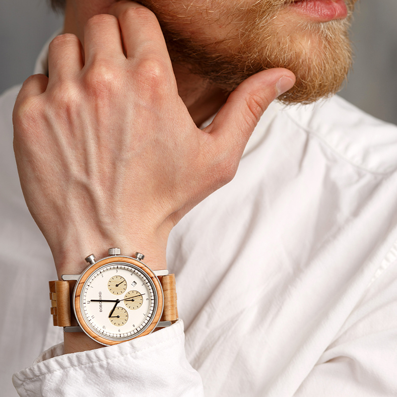 three-eyed six-pin wooden watch