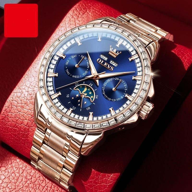 Multi-functional Men's Diamond-embedded Automatic Mechanical Watch