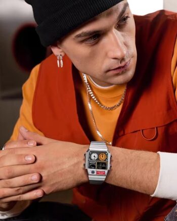 Multifunctional Retro Square Waterproof Mens Watch With Temperature Measurement
